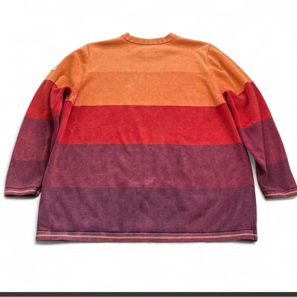 Vintage y2k Heritage Tommy Hilfiger Knit Color-block Spell-out Cotton Sweater Lg - Picture 4 of 9